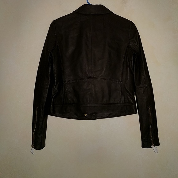 Tory Burch Dark Brown Leather Motorcycle Jacket - Picture 6 of 6